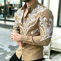 Men's Shirt with Contrasting Print, Black, White, and Red | SAMAG