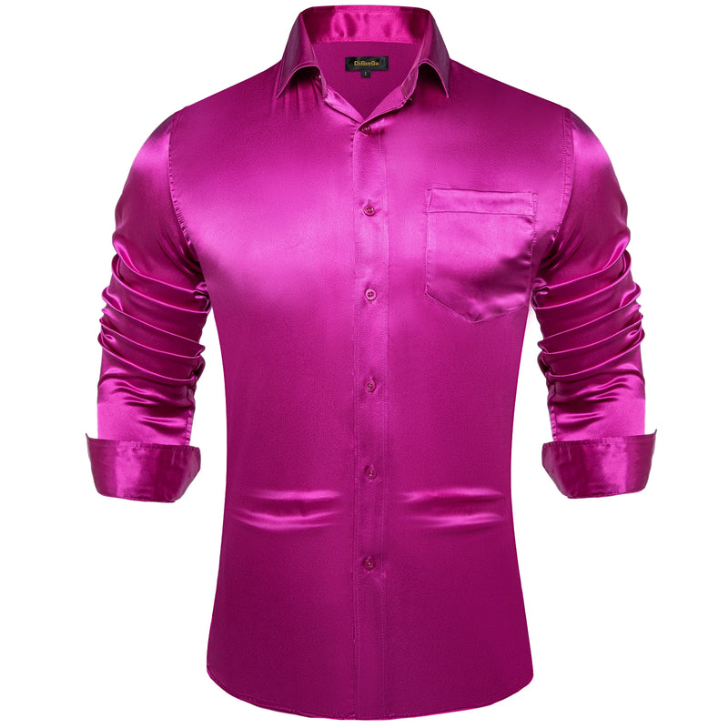 Solid Satin Shirts for Men Sage Green Black Yellow Red | SAMAG
