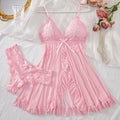 Lace G-string Set Women Lingerie Pajama Kit Transparent Crotchless Dress Mini Underpants Nightwear Set Big Size Female Underwear