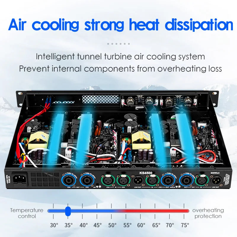 FUHAM KS2500 Power Amplifier 2/4 Channel  8 Ohm 1200W Audio Amplifier Digital Amplifier Audio DJ Stage Performance