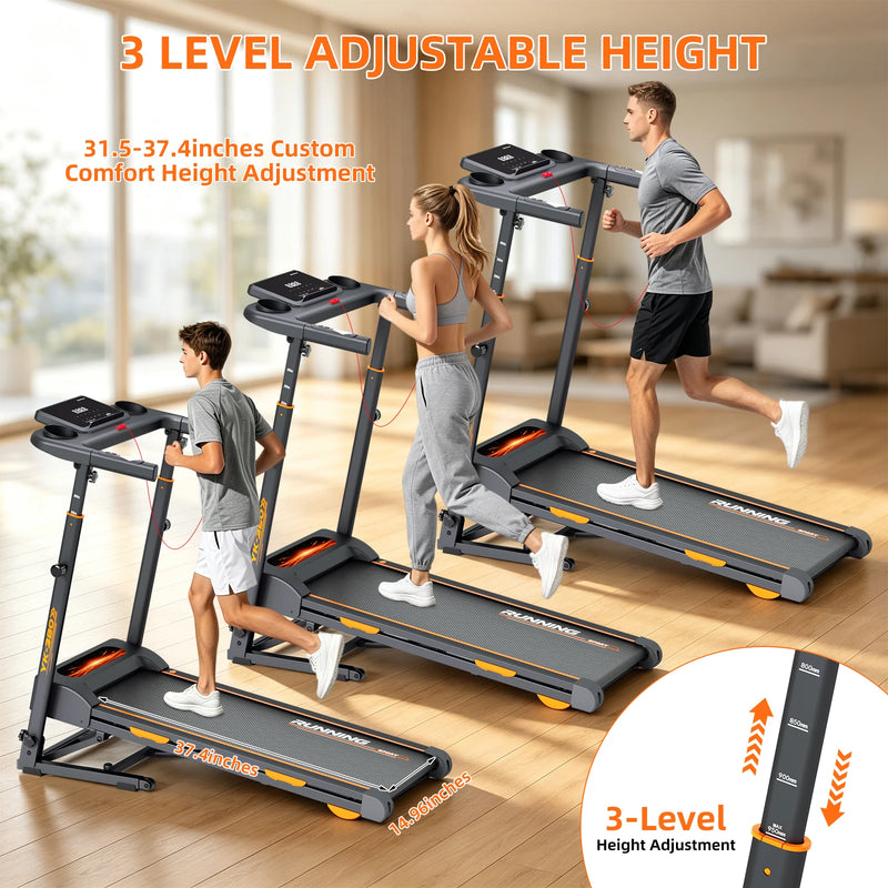 3-Level Height Adjustable Folding Treadmill, 3.0HP | SAMAG