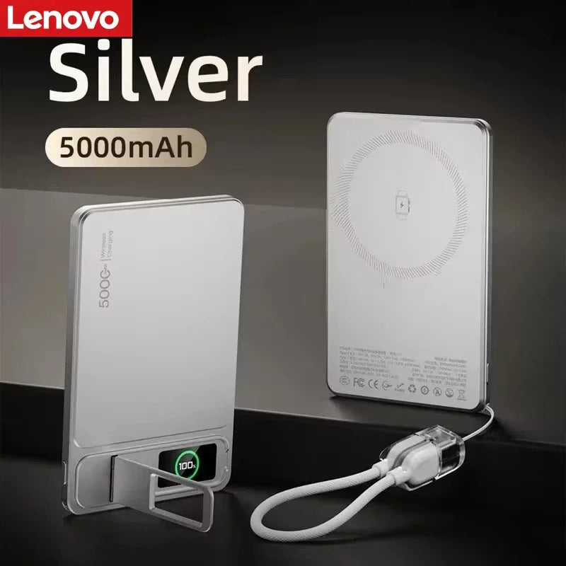 Lenovo 500000mAh Magnetic Power Bank Wireless Super Fast Charging External Battery for Magsafe Powerbank for iPhone 17/16/15/14