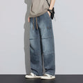 Japanese Style Textured Grid Men's Jeans Plus Size Loose | SAMAG