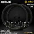 New Gravel 38mm Wide 32mm Inner Ratchet Bicycle Wheel Carbon Rim Road Bike 40/45/50/55/60/65mm Deep Asymmetry Symmetry Tubeless