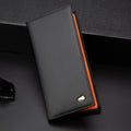 BISON DENIM Genuine Leather Long Wallet Business Men's Soft Thin Wallet Card Holder Luxury Brand Design Handy Male Purse Bag