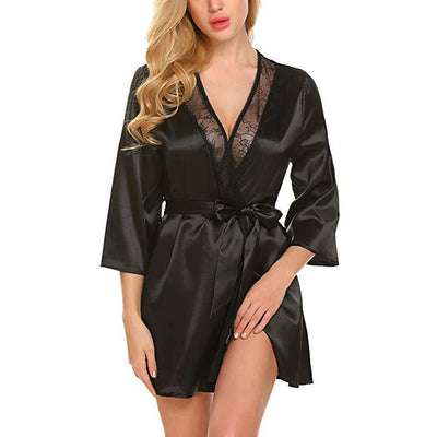 Women Satin Robes Summer Wrap Dressing Gown Bathrobe | SAMAG