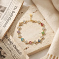 Stainless Steel Colorful Cubic Zirconia Flower Cover Bracelet Adjustable Four - Leaf Clover CZ Stone - Visuel 6 | SAMAG