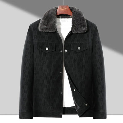 Men Fashion Fur Collar Fleece Warm Leather Jackets Male | SAMAG
