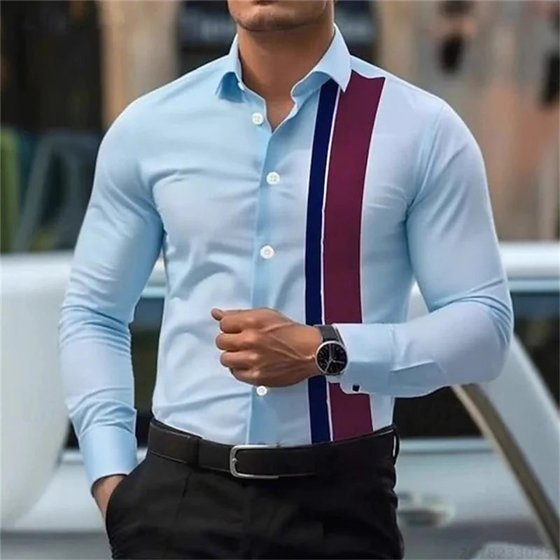 Men's fashionable contrast color striped long sleeve | SAMAG
