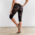 Black Lace Leggings Women's Sensual High - Waisted Sheer - View 4 | SAMAG
