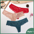 3 Pcs Woman Panties Sexy Lace Thong Underwear Lingerie Female T-back Temptation Low Waist Women Transparent G String