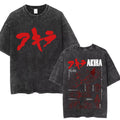Washed Retro Japanese Anime Akira Print 100%Cotton Men Woment T-shirt Summer Autumn Daily Sports Party Casual Loose Short Sleeve