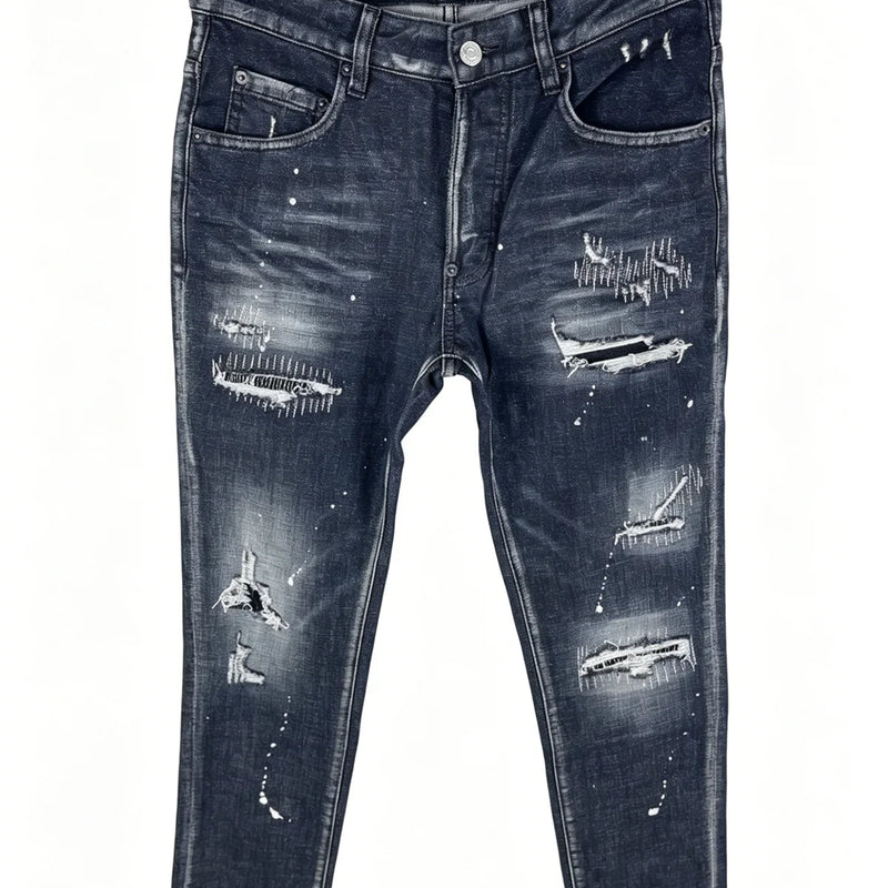 6057 Four Seasons New Men's Wear Washed Ripped Patch | SAMAG