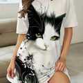 Little Cat in a Crown' Printed Long T-Shirt Short-Sleeved | SAMAG