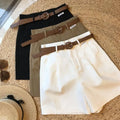 [Delivery Belt] Summer New Wide Leg Shorts Thin Cotton A-frame Shorts Office Ladies Classic Loose Casual Zipper Shorts for Women
