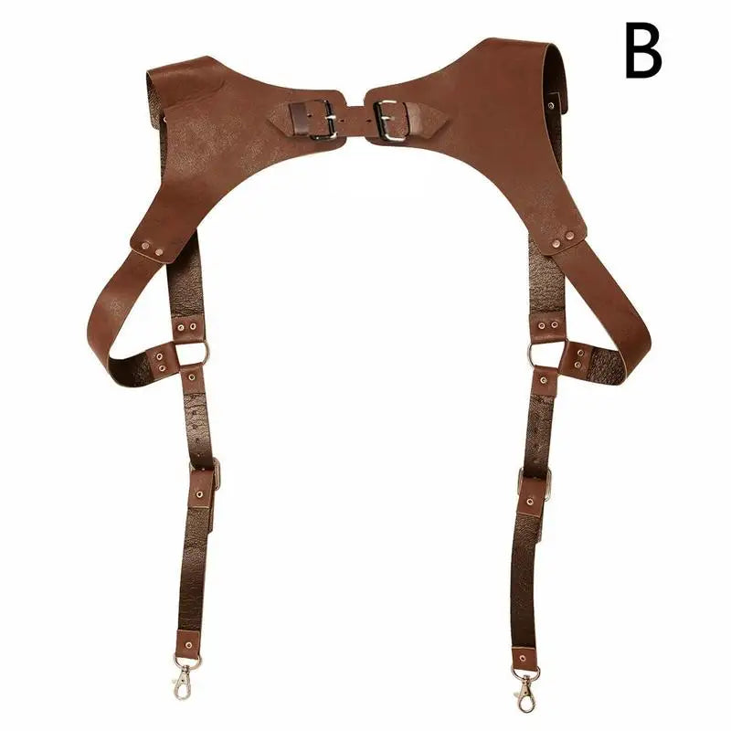 Fashion PU Leather Suspenders for Men Shirt Trousers Adjustable Belts Vest Straps Braces Harness Chest - Visuel 7 | SAMAG