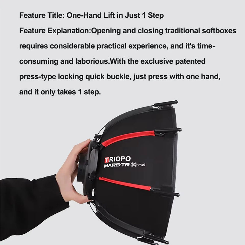 TRIOPO MARS.TR 30 Mini Bowens Mount Portable Softbox Compatible with Mini Bowens Mount Video Light