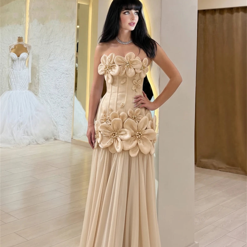 FATAPAESE 3D Flowers Corset Short Evening Dresses Luxury | SAMAG
