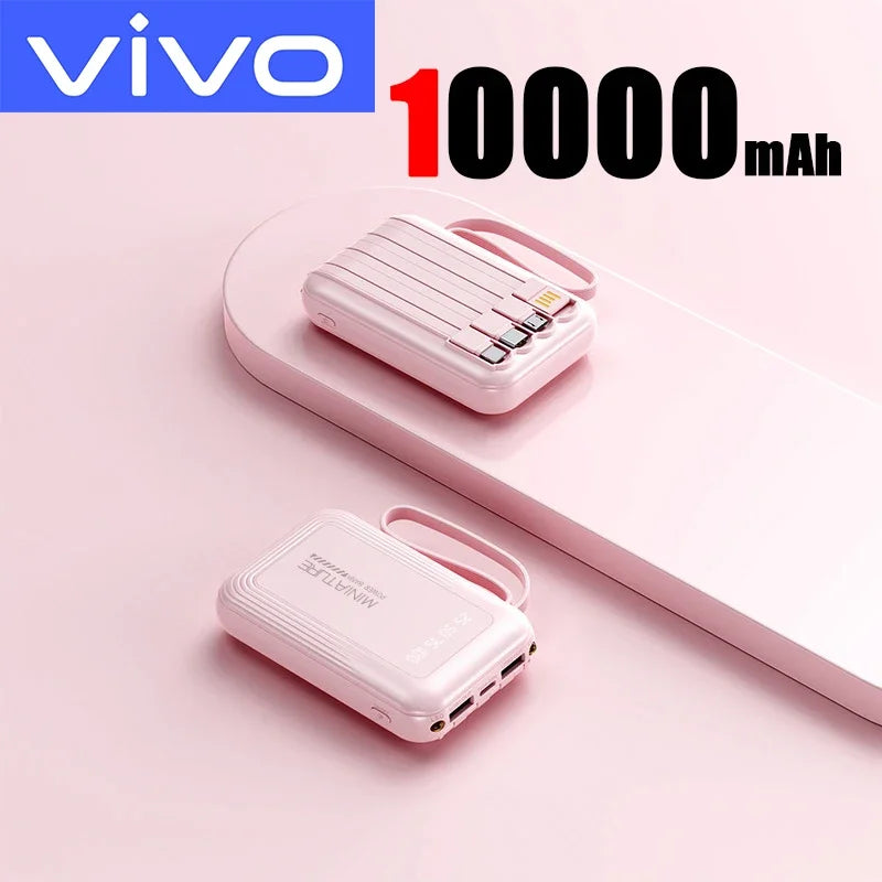 VIVO Mini 500000mAh Power Bank Super Fast Charging 4 in 1 Built in Cables LED Digital Display Power Bank for iPhone Samsung