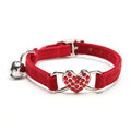 Heart Shaped Cat Collar With Bell Safety Elastic Adjustable Collar Soft Cat Crystal Collar For Kitten Puppy Pet Supplies