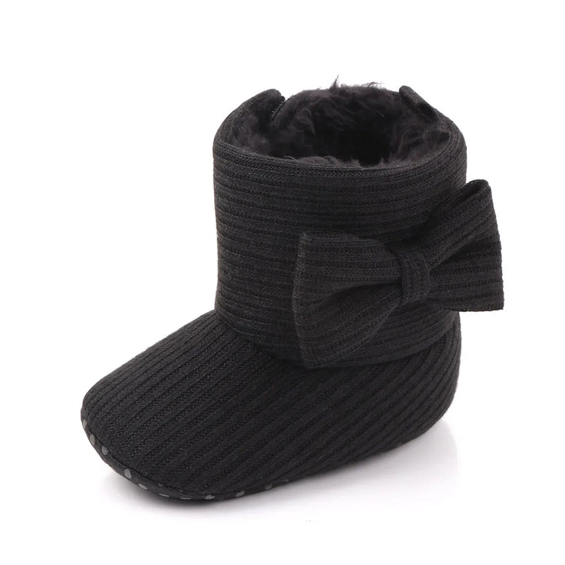 Baby Ankle-covered Boots Cute Bowknot Warm Lining Winter Infant First Walking Shoes for Baby Girls Soft Cotton Sole Baby Likes