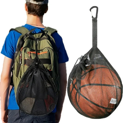 Portable Drawstring Basketball Backpack Mesh Bag Football | SAMAG
