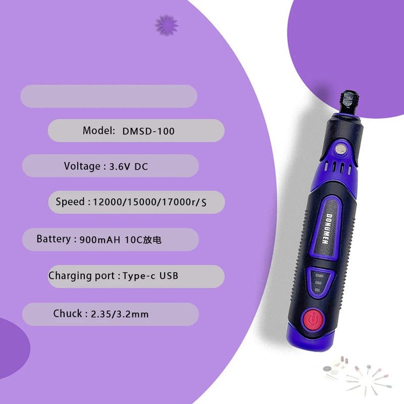 Mini Electric Drill Multifunctional Grinder 3 - Speed USB Power Tool with Engraving Pen and Accessories Set - View 4 | SAMAG