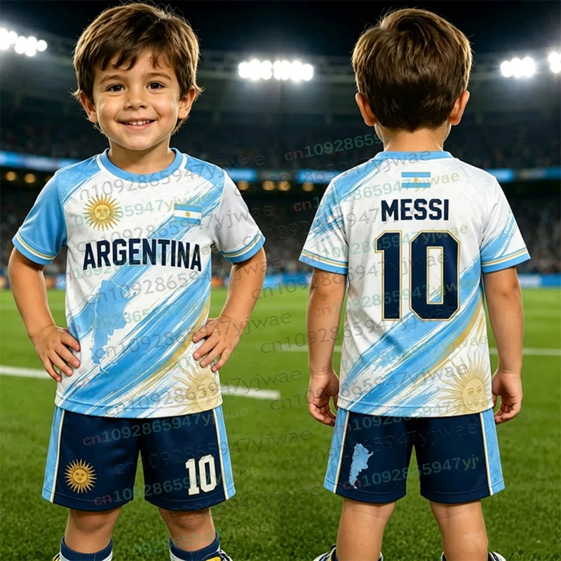 Special Messi 10 Football Jersey Tee Shorts Set Women Men - View 7 | SAMAG