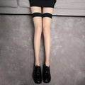 FREEAUCE Plus Size Hollow Mesh Fishnet Sexy Over Knee Thigh High Socks Black Lace Top Stay Up Anti-slip Stockings for Women XXXL