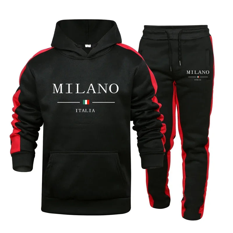 Mens Tracksuit Printing Casual Hooded Sweatshirt 2 Piece Set Daily Jogging Clothing Sports Suit Streetwear - View 2 | SAMAG