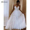 Romantic Thin Strap V Lace Boho Wedding Dress Chiffon - View 5 | SAMAG