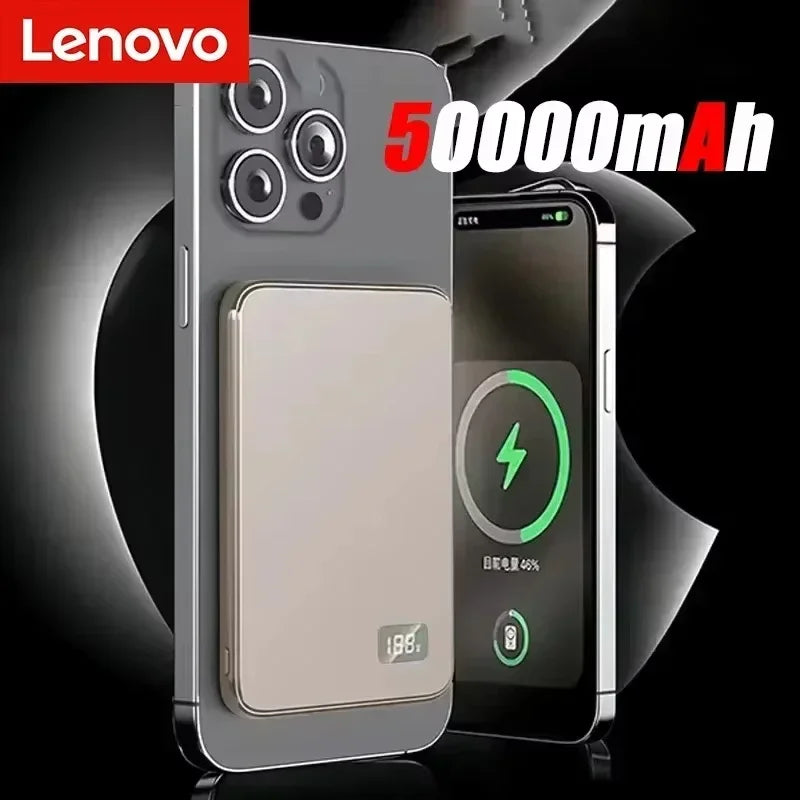 Lenovo 500000mAh Ultra-Slim Magnetic Power Bank PD22.5W  Wireless Fast Charging for Magsafe External Battery For Xiaomi iPhone