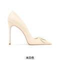 Leather Black Fashion Stiletto High Heels Women's 2025 New Pointed Shallow Mouth Single Shoes