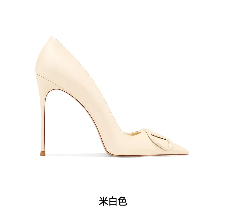 Leather Black Fashion Stiletto High Heels Women's 2025 New Pointed Shallow Mouth Single Shoes