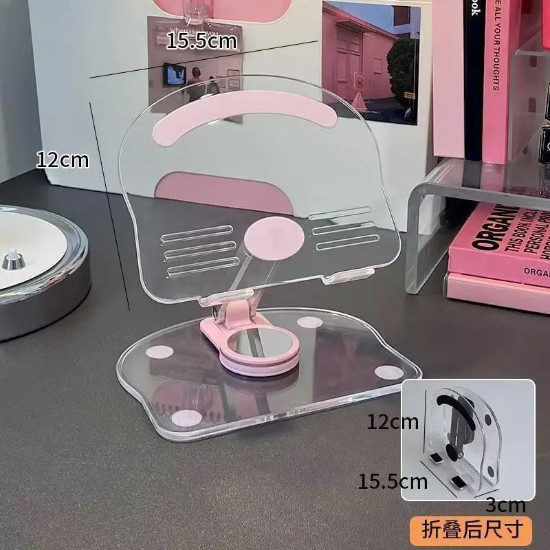 New Transparent Acrylic Tablet Stand, Foldable, Rotatable, Height-Adjustable, Multifunctional Desktop Non-Slip Tablet Support