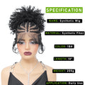 Synthetic Braided Wig with Buns Full Lace Cornrow Braids Wig for Black Women Frontal Braiding Wigs with Ponytail 10 inches