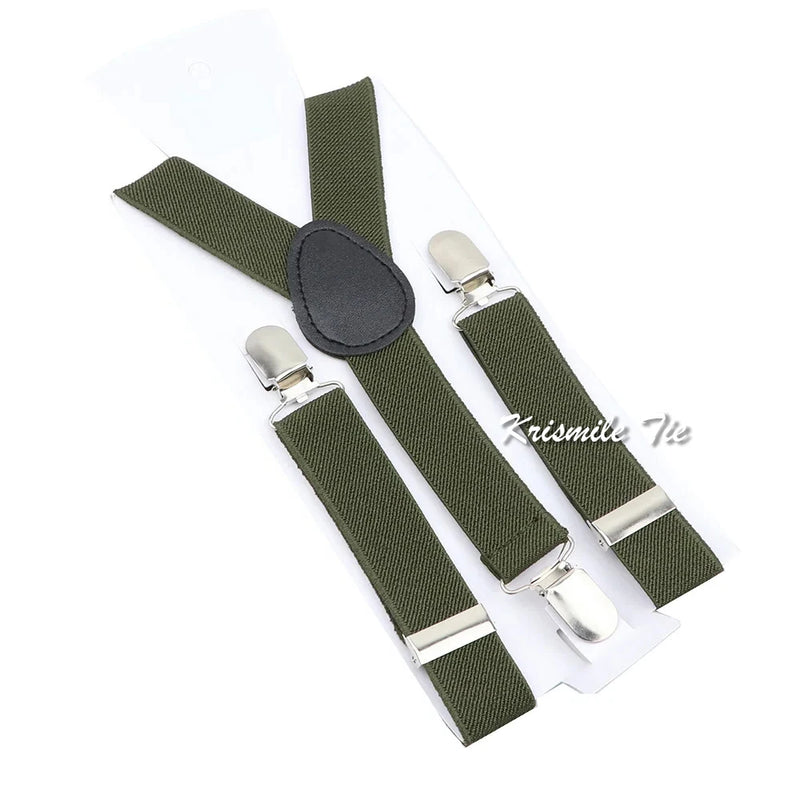 Fashion Men Kids Turquoise Green Suspender Bowtie Sets Elastic Solid Color Y - back Straps Butterfly - Visuel 27 | SAMAG