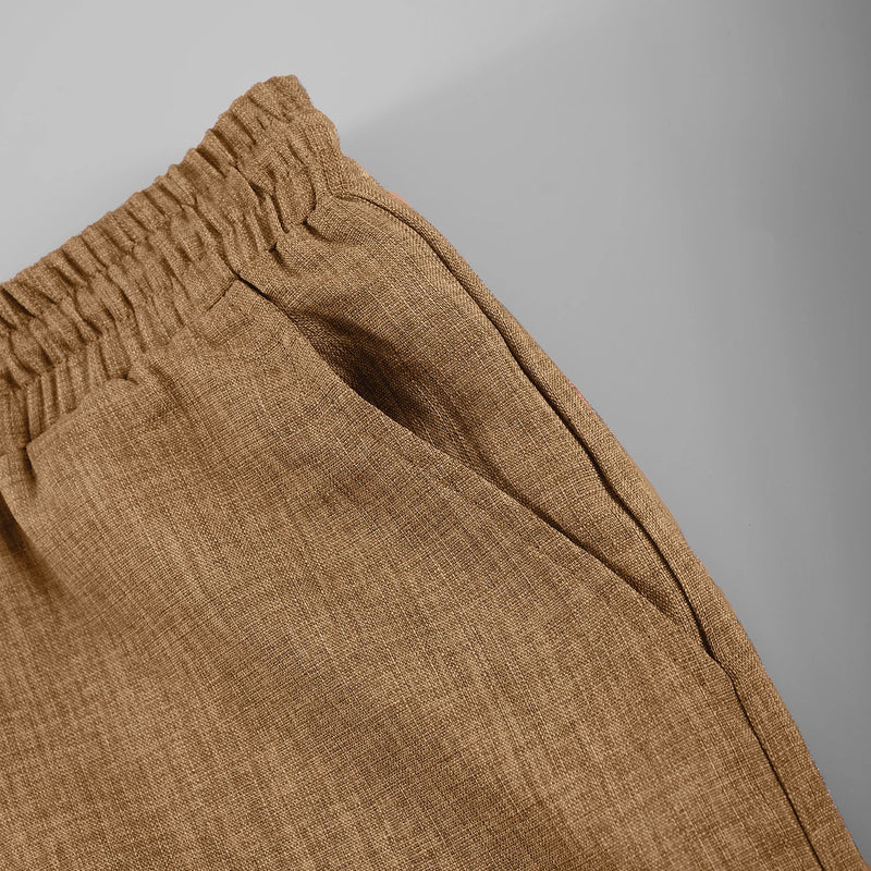 Summer Men's Cotton Linen Texture Stand Collar Short | SAMAG
