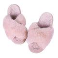 Comwarm Women's Cross Band Fuzzy Slippers Fluffy Open Toe House Slippers Cozy Plush Bedroom Shoes Indoor Outdoor Fur Sandals