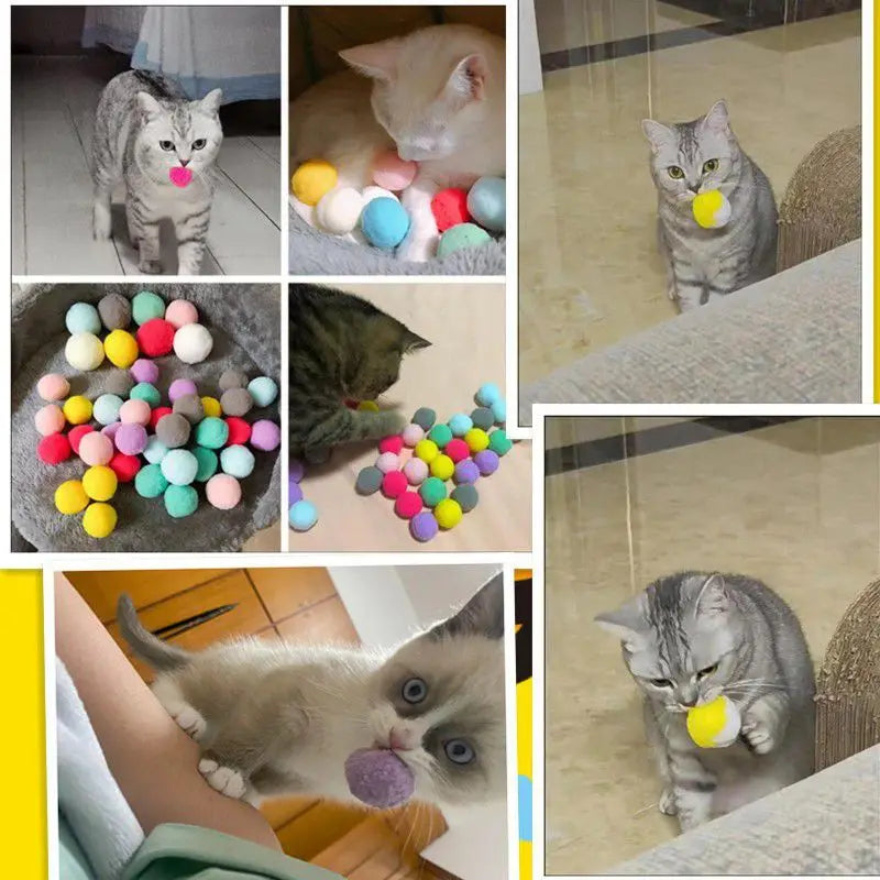 20/100/200/300/500pcs Cat Toys Cute Funny Stretch Plush Ball Cat Toy， Ball Creative Colorful Interactive Cat Puff Balls Chew Toy