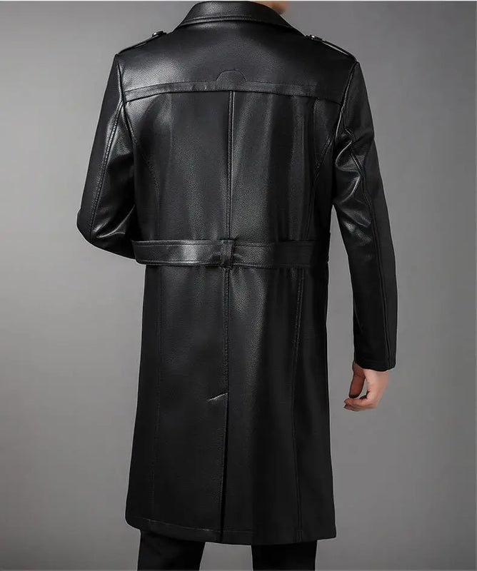Men Leather Jacket Fall Winter Genuine Jackets Man Clothes Long Warm Plush Coats Casual Fashion Windbreak Trench Coat
