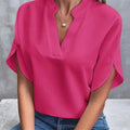 Women Elegant Solid V Neck Blouse Casual Short Sleeve Loose Shirt Summer Solid Tops Harajuku Office Ladt Chiffon Blouse 2026 New