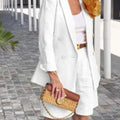 Summer New Solid Color Long Sleeve Shorts For Women's Suit Set Stylish Cardigan Female Office Suit 2 Piece Set