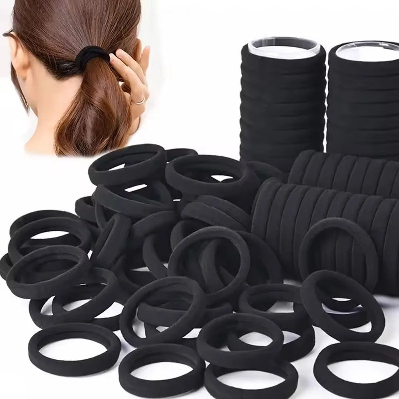 50/100pcs Black Hair Bands Hairband High Elastic Rubber Band Hair Ties Ponytail Holder Scrunchies Accessorie for Women Girls