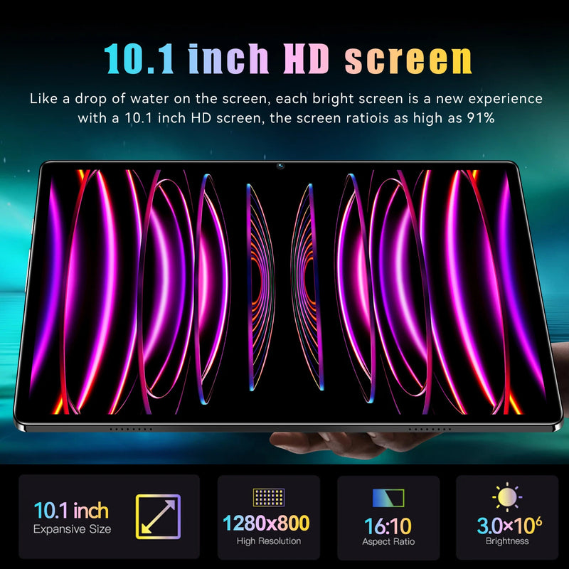10.1" HD Tablet Android15 Octa Core 8GB+256GB 1280*800 IPS 6000mAh WiFi BT5.2 Dual Camera Gaming Learning Tablet