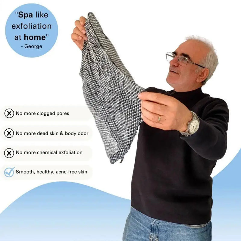 Bath Towel Back Scrubbing Towel Dual Sided Durable Exfoliating Body Towel Back Strap Unisex Detox Mud Back Scrub Extended Towel