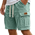 Men Solid Drawstring Multi Pocket Cargo Shorts Soft | SAMAG
