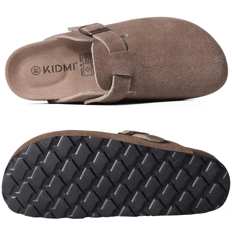 Asgard Women's Suede Clogs Summer Cork Footbed Leather Mules Slippers With Adjustable Strap Unisex Comfortable Soft Potato Shoes