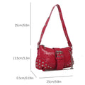 Y2K Vintage Gothic Cool Shoulder Underarm Tote Bag Ladies Sling Bags Leather Rock Girls Zip Purses Casual Bagutte Women Handbags