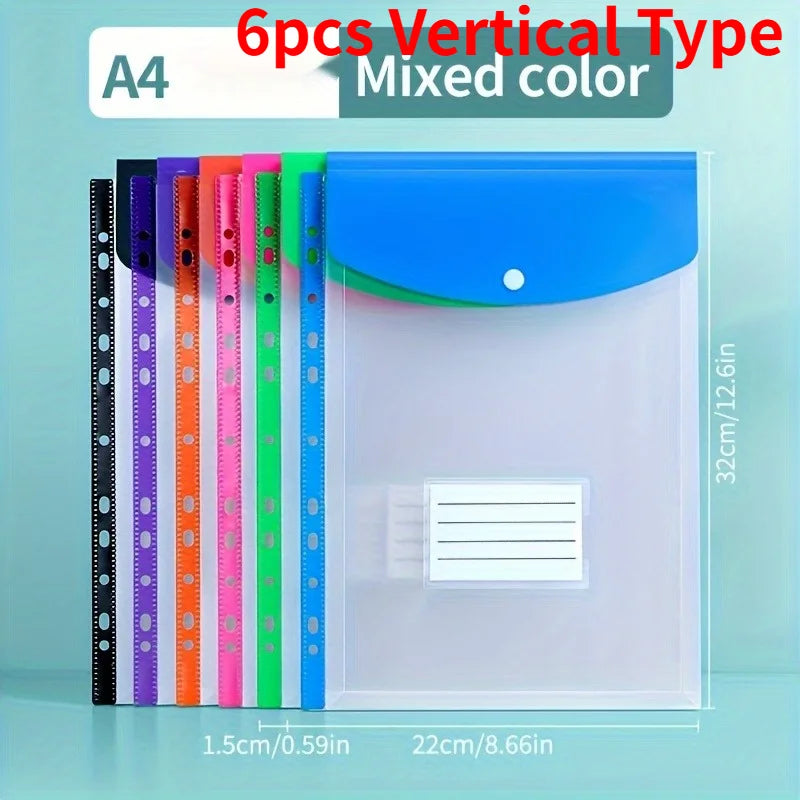 6pcs A4 Expanding File Folders with Button 11 Ring Binder Pockets.Durable A4 Binder Organizer, for School, Office. file folder